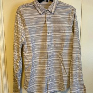 Striped white Lululemon commission LS Quick Oxford Button down